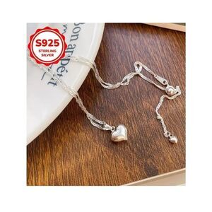 NWT Silver Plated Stainless Steel Heart Pendant Twist Chain Necklace